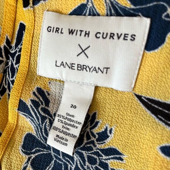 Lane Bryant X Girl with Curves Yellow print Blouson Puff Sleeve blouse, size 20 - Picture 7 of 7